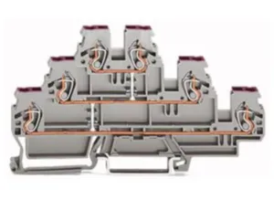 Трехуровневая клеммная колодка WAGO 870-556, 3 pin, 0.08мм²-2.5мм², 500В, 24А, (1 шт)