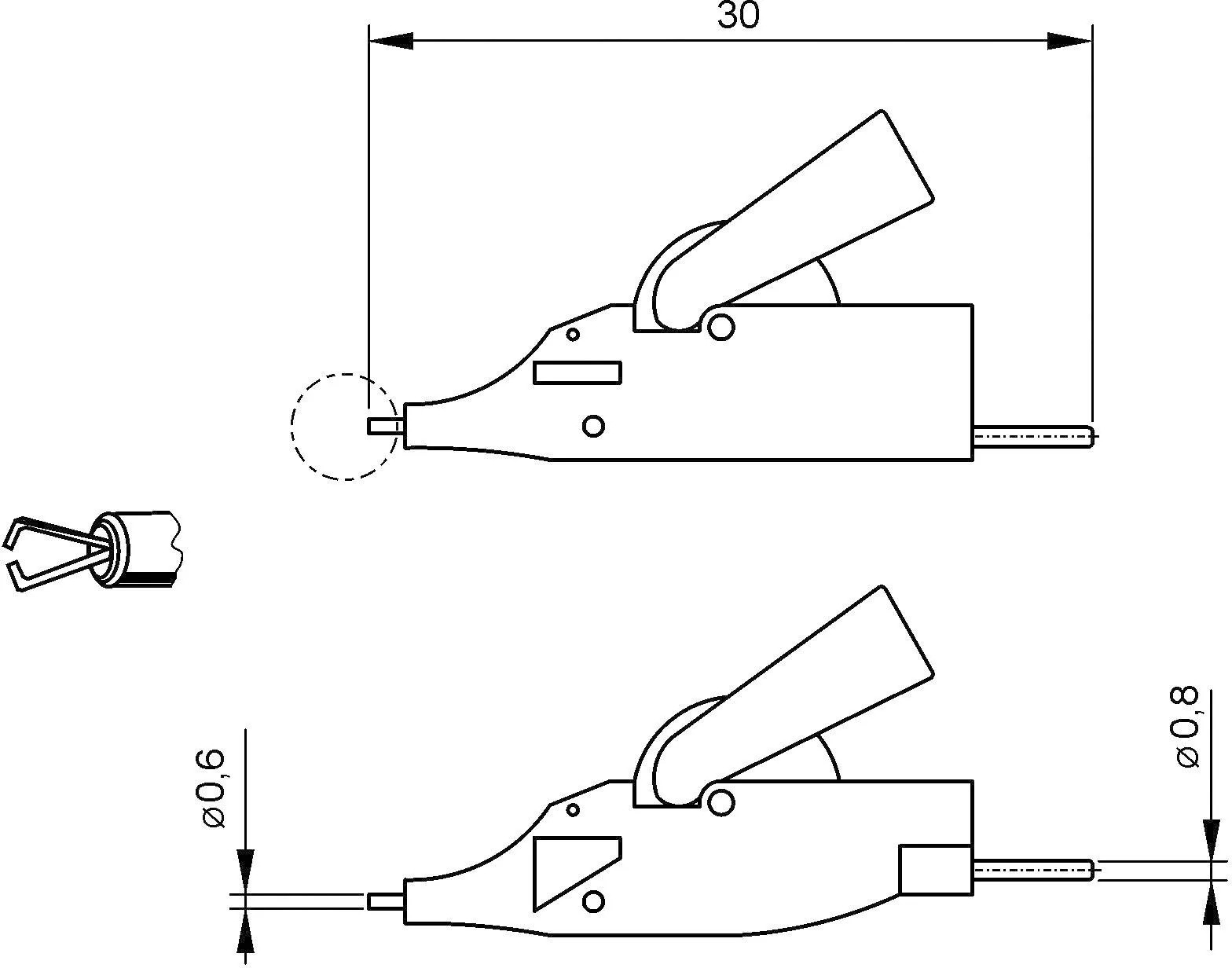 Зажим типа "крючок" SKS Hirschmann KLEPS FP 2B, 0.64 мм, CAT I, зеленый, желтый : 2 шт.
