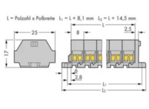Клеммная колодка WAGO 260-205, 2 pin, 0.08мм²-1.5мм², 400В, 18А, (1 шт)