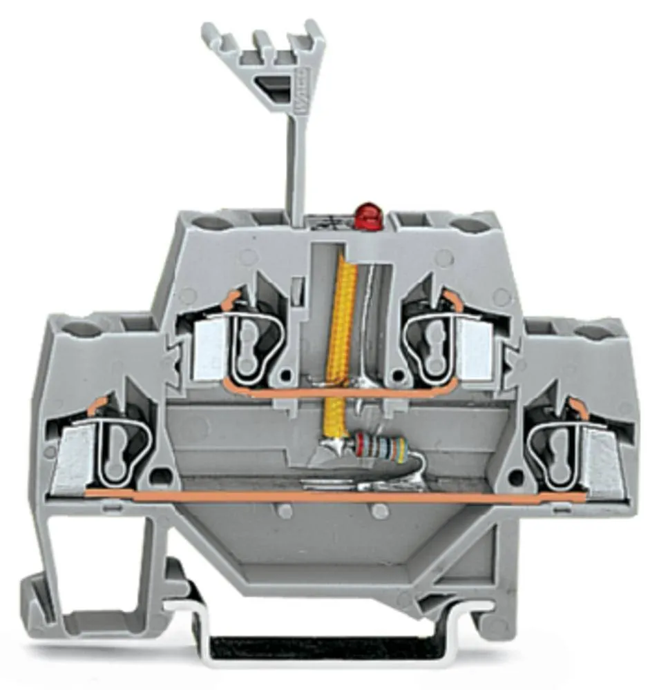 Двухуровневая светодиодная клемма WAGO 280-943/281-413, 4 pin, 0.08мм² - 2.50мм², 24В, 25мА, конф: L, (50 шт)