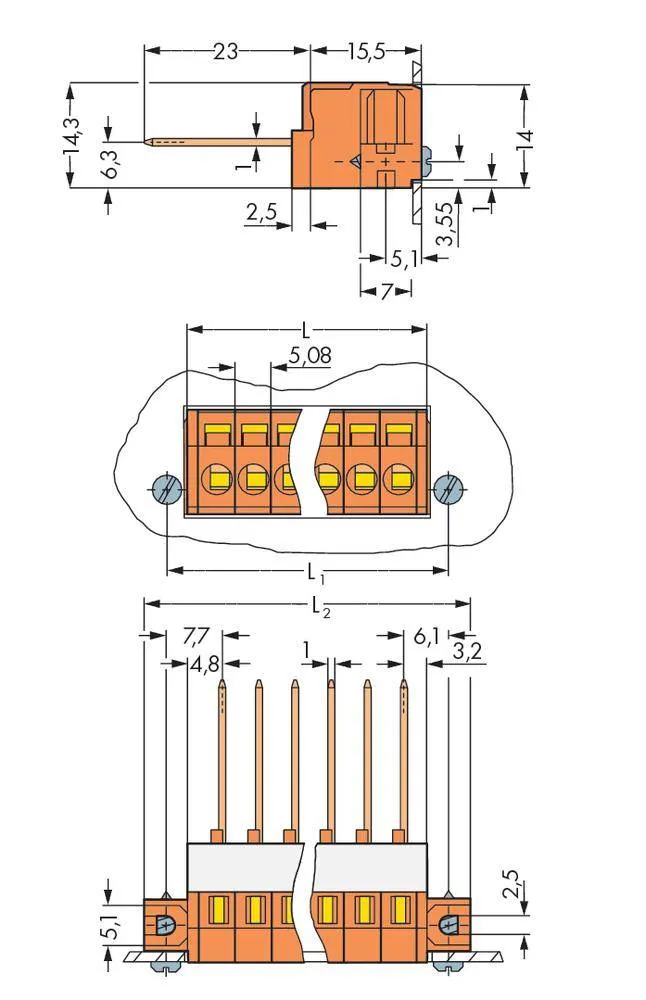 Быстроразъемная клемма WAGO 731-169/048-000, 9 pin, 0.08мм² - 2.50мм², 320В, CS: 5.08мм, (25 шт)