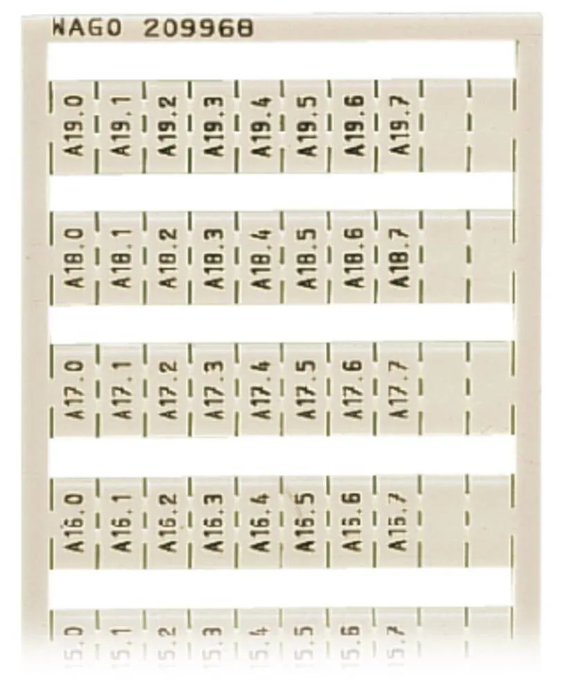 Этикетка WAGO 209-968, Оттиск: A10.0 A10.1 - A19.6, A19.7, (5 шт)