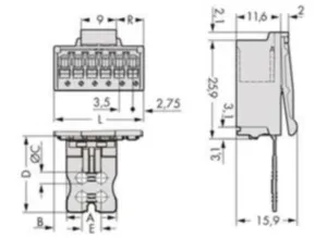 Внутренний штекер WAGO 2091-1510/002-3000, 10 pin, 0.2мм²-1.5мм², 160В, 10А, CS: 3.5мм, (1 шт)