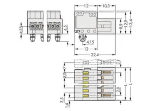 Контактный разъем WAGO 734-316/018-000, 16 pin, 160В, 10А, CS: 3.5мм, (1 шт)