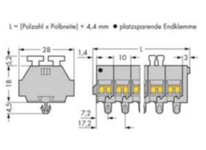 Клеммная колодка WAGO 261-159/341-000, 9 pin, 0.08мм²-2.5мм², 500В, 24А, (1 шт)