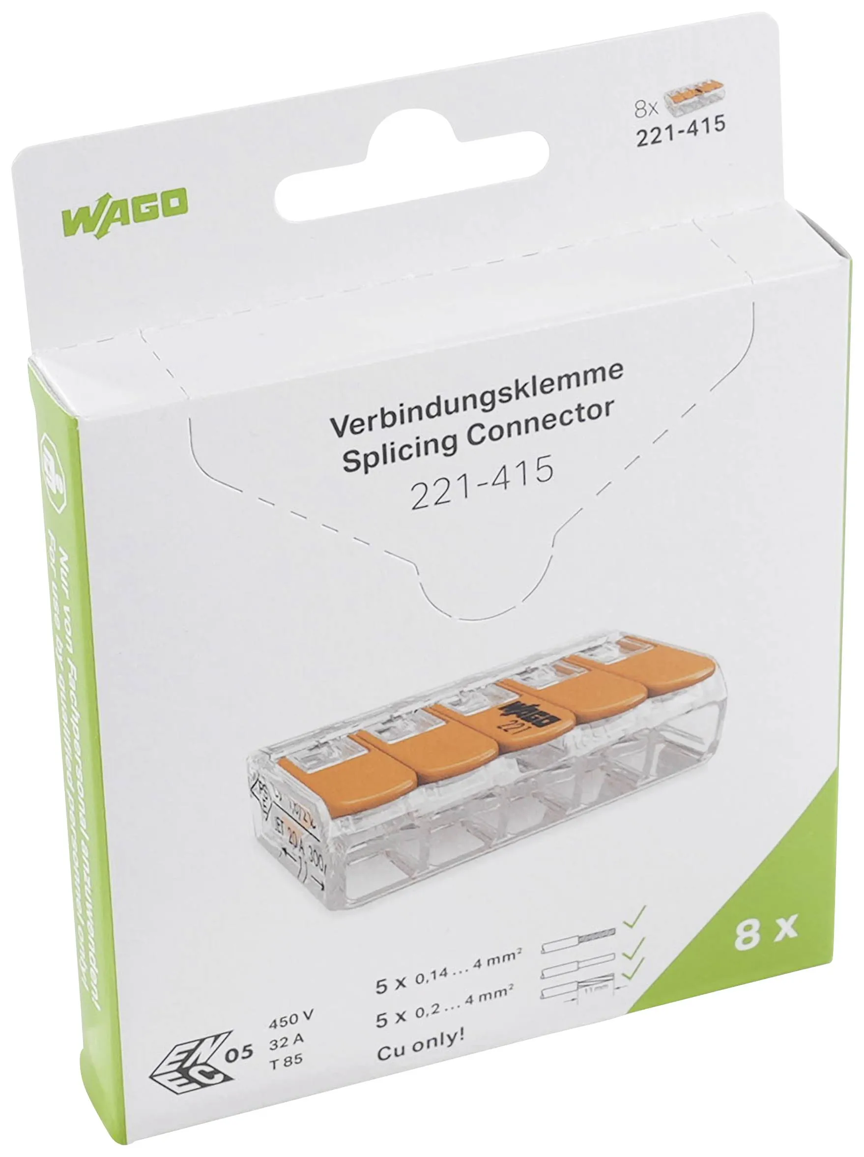 Клеммник WAGO 221-415/996-008, 5 pin, (8 шт)