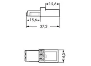 Промежуточная муфта WAGO 890-653, 3 pin, 250В, 16А, (1 шт)