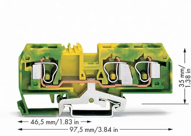 PG клемма WAGO 284-687, 3 pin, 0.20мм² - 10мм², 57А, конф: Terre, (25 шт)
