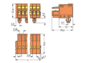 Гнездовой разъем WAGO 734-219/008-000, 19 pin, 160В, 10А, CS: 3.81мм, (1 шт)