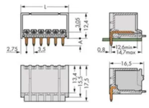 Контактный разъем WAGO 2091-1426/200-000/997-406, 6 pin, 160В, 10А, CS: 3.5мм, (1 шт)