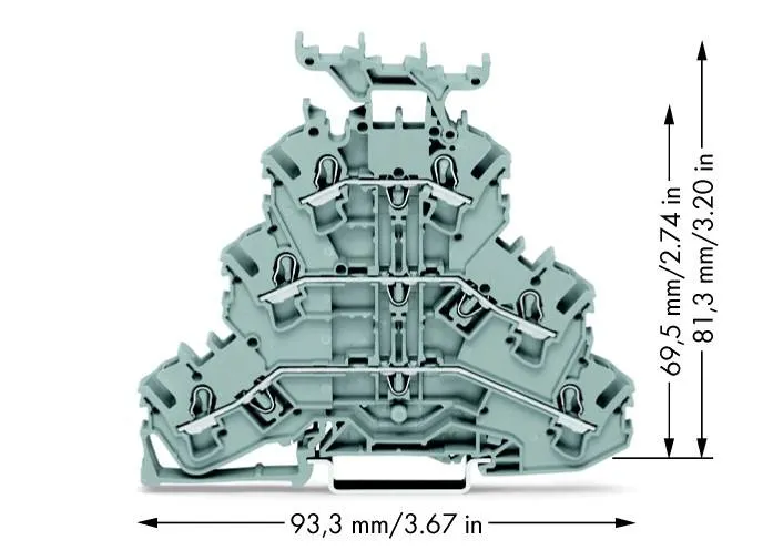Трехуровневая клемма WAGO 2002-3231, 6 pin, 0.25мм² - 4мм², 500В, 24А, конф: L;L;L, (50 шт)