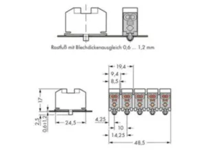Соединительная клемма WAGO 272-133/201-000, 3 pin, 2.5мм², 18А, (1 шт)