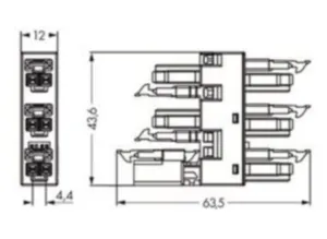 H-распределитель WAGO 890-1907, 2 pin, 250В, 16А, (1 шт)