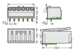 Гнездовой разъем WAGO 2092-1326/200-000, 6 pin, 320В, 16А, CS: 5мм, (1 шт)