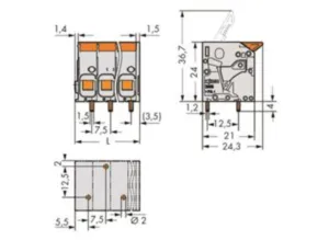 Клемма печатной платы WAGO 2606-1106/010-000, 6 pin, 0.2мм²-10мм², 1000В, 41А, CS: 7.5мм, (1 шт)