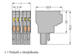 Внутренний разъём WAGO 769-125, 5 pin, 0.08мм²-4.0мм², 500В, 32А, CS: 5мм, (1 шт)