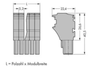 Внутренний разъём WAGO 2022-101, 1 pin, 0.75мм²-4.0мм², 690В, 24А, CS: 5.2мм, (1 шт)
