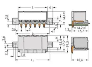 Контактный разъем WAGO 2092-1422/205-000, 2 pin, 320В, 16А, CS: 5мм, (1 шт)