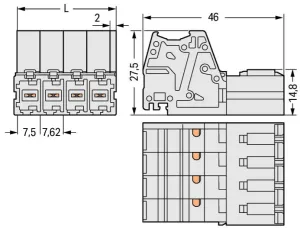 Штекер WAGO 831-3205, 5 pin, 0.5мм²-10мм², 1000В, 41А, CS: 7.62мм, (1 шт)