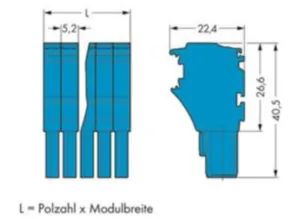 Внутренний разъём WAGO 2022-106/000-006, 6 pin, 0.75мм²-4.0мм², 690В, 24А, CS: 5.2мм, (1 шт)