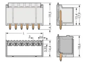 Контактный разъем WAGO 2092-1408, 8 pin, 320В, 16А, CS: 5мм, (1 шт)