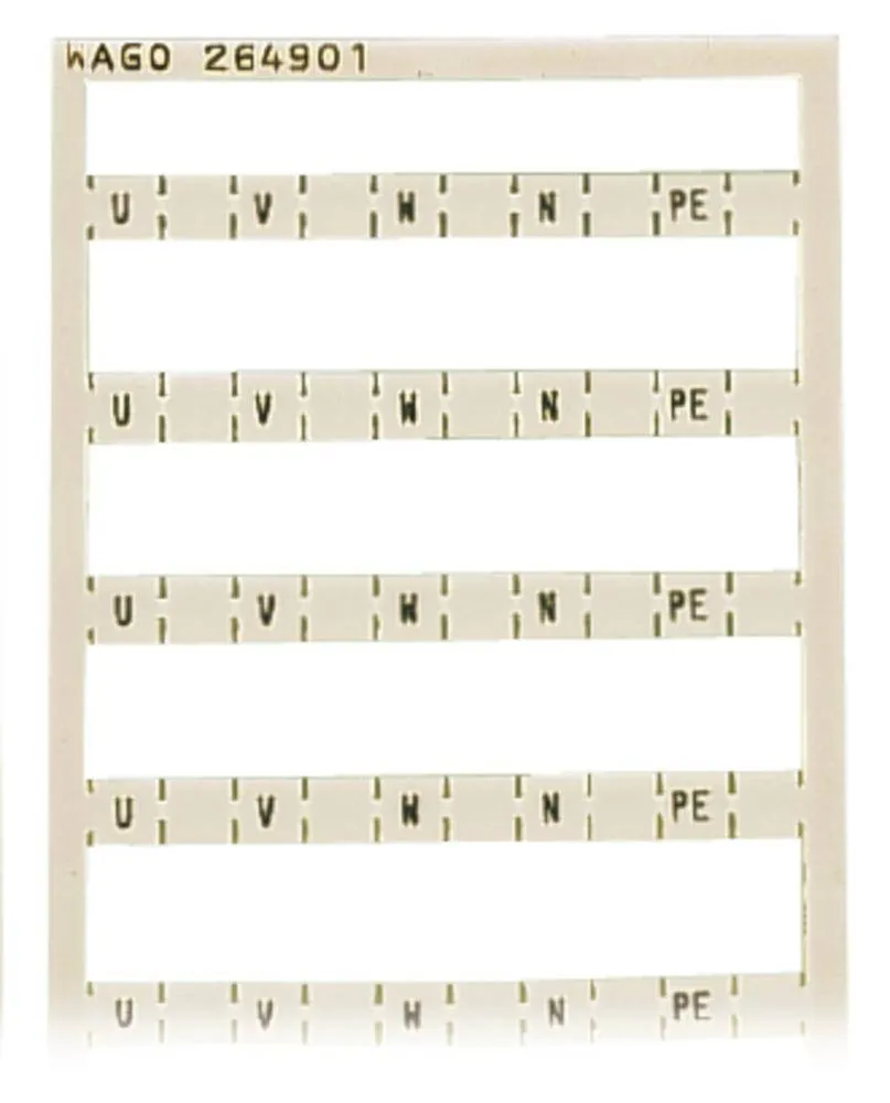 Система быстрой маркировки WAGO 264-901, Оттиск: U;V;W;N;PE, (5 шт)