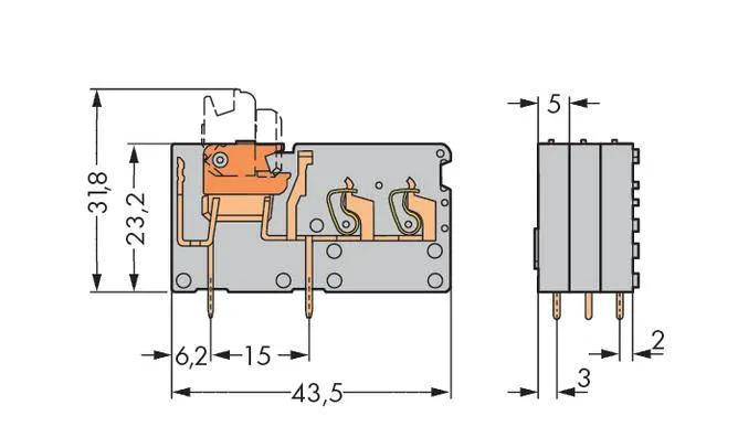 Быстроразъемная клемма WAGO 742-151, 1 pin, 0.08мм² - 2.50мм², 320В, CS: 5мм, (200 шт)
