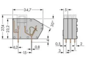Клемма печатной платы WAGO 742-111, 1 pin, 0.08мм²-2.5мм², 320В, 16А, CS: 5мм, (1 шт)
