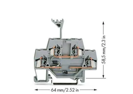 Двухуровневая диодная клемма WAGO 280-941/281-492, 4 pin, 0.08мм² - 2.50мм², 250В, 500мА, конф: L, (50 шт)