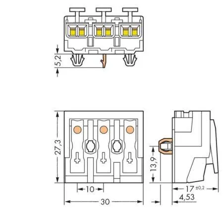 Разъем питания сети WAGO 294-5113, 3 pin, 0.5мм² - 1.5мм², 24А, (500 шт)